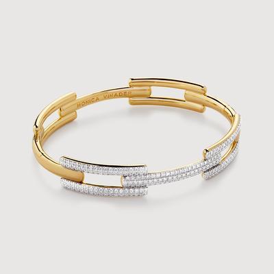 Gold Signature Link Full Pavé Diamond Bangle Lab Grown Diamond