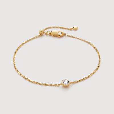 Gold Solitaire Diamond Chain Bracelet Lab Grown Diamond