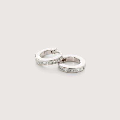 Sterling Silver Diamond Mini Huggie Earrings Diamond