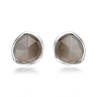 Sterling Silver Siren Gemstone Stud Earrings Grey Agate