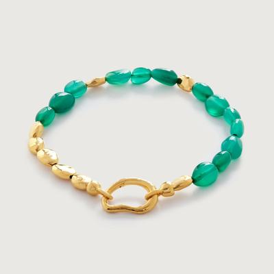 Gold Rio Gemstone Beaded Bracelet Green Onyx