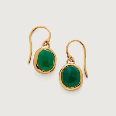 Siren Green Onyx Wire Earrings, Gold Vermeil on Silver