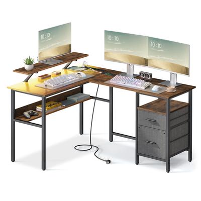 TEMU Vasagle L-shaped Desk With Power Outlets, , Computer Desk, Monitor Stand, Gaming Desk, Led Lighting, Usb , 150 X 120 X 76 Cm, Home Office