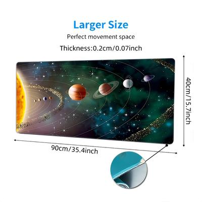 TEMU Extra Large Space-themed Mouse Pad With , Non-slip Rubber Base, Rectangular Desk Mat For Home Office, Design, 35.4x15.7 Inches Image