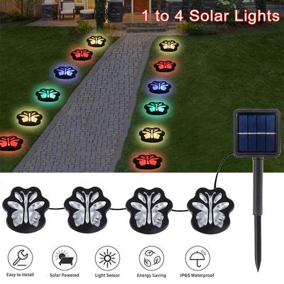 TEMU 4pcs Solar Ground Lights For Garden - Led Outdoor Pathway Decor With Light Sensor, 600mah Battery,, Rgb Color Changing, Energy-efficient Solar Panel, For Yard & Pathway, Outdoor Solar Lights Image