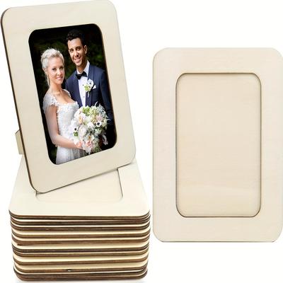 TEMU 12- Style Manufactured Wood Photo Frames - Unfinished Horizontal Oblong Picture Frames For Diy Art Projects, Crafts, And Tabletop Display Image