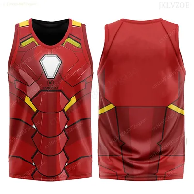 Marvel Iron Man Tank Top Avengers Basketball Jersey Kids Men Boy Clothes Children T Shirt Sportwear