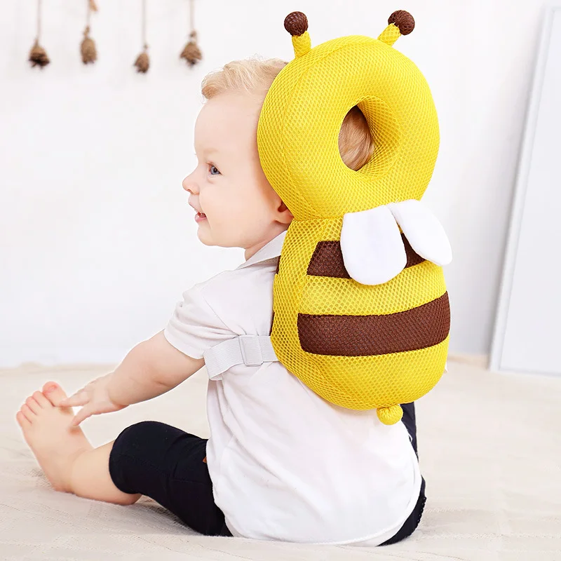 Protezione per la testa e la schiena Cuscino per proteggere il bambino Impara a camminare Copricapo Prevenire l'erimento del cuscinetto di sicurezza Cuscini per bambini con api dei cartoni animati