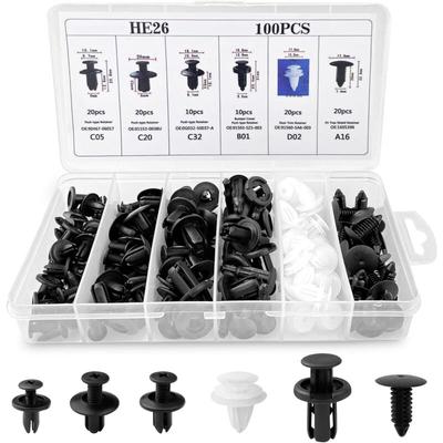 100 Stück Universal-Auto-Clips, 6 Größen, Werkzeuge zum Anziehen von Auto-Befestigungselementen, Image