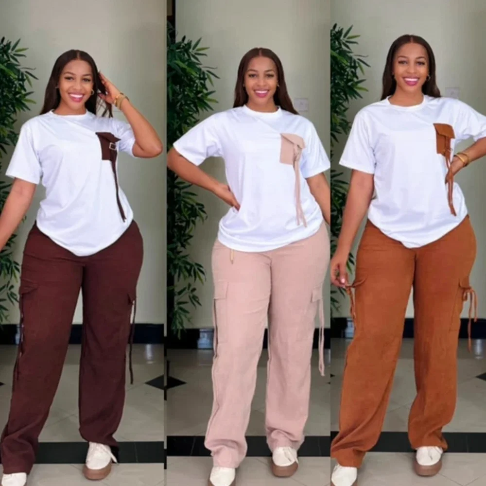 Set da donna 2 pezzi Dashiki Africano Nuovo arrivo Estate Autunno Set coordinati Set da due pezzi Top Pantaloni Abiti Abiti Abbigliamento