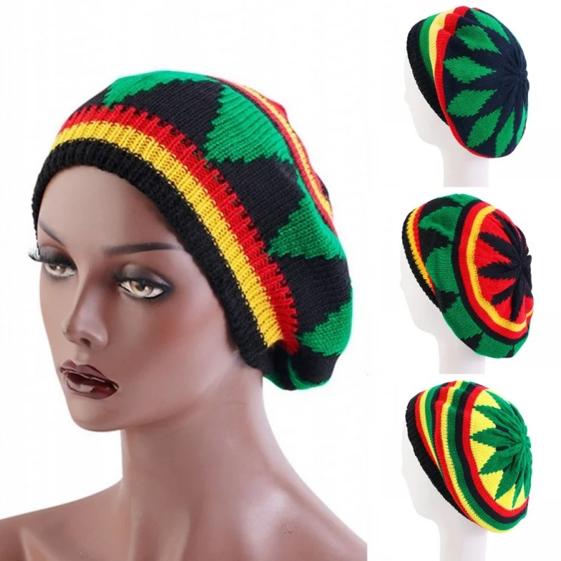 Jamaika Reggae Bob Rasta Style Beanie Hüte Cappello Hip Hop Cap Herren Wintermützen Damen Rot Gelb Grün Schwarz Damen Strickmütze