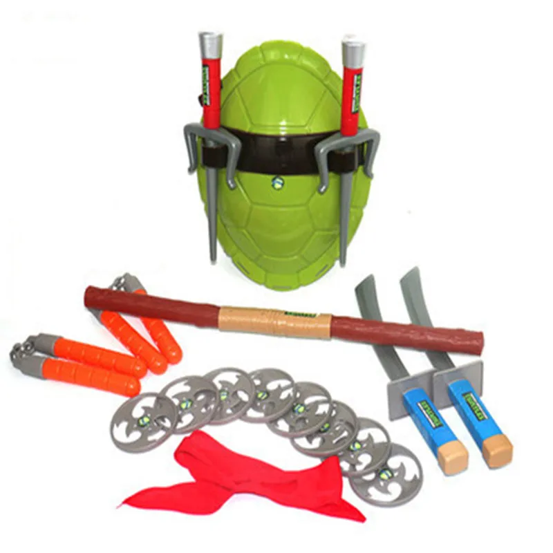 Ninja-Schildkröten-COS-Kostüm Schildkrötenpanzer Augenmaske Cosplay-Set Kinder-Ninja-Schildkröten-Spielzeug Geschenk für Kinder Image