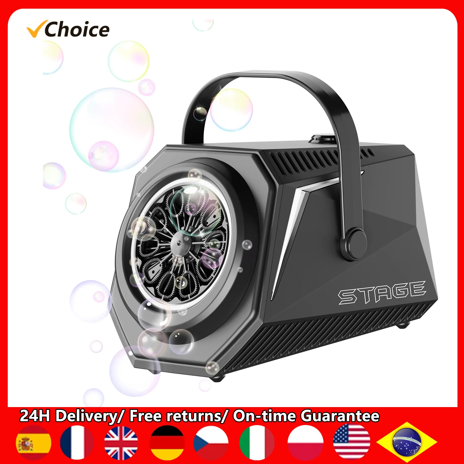 10 Loch Bubble Machine mit Lampe tragbare Bubble Maker für Geburtstag im Freien Hochzeit Weihnachts feier Bühne Ein-Klick-Start Image