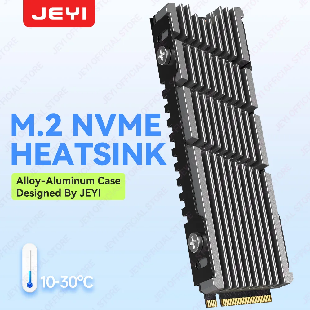 JEYI Cooler II M.2 SSD-Kühlkörper, Magnesium-Aluminium-Legierung, effizienter Kühler mit Wärmeleitpad für PC/PS5 M.2 PCIE 2280 NVMe SSD Image