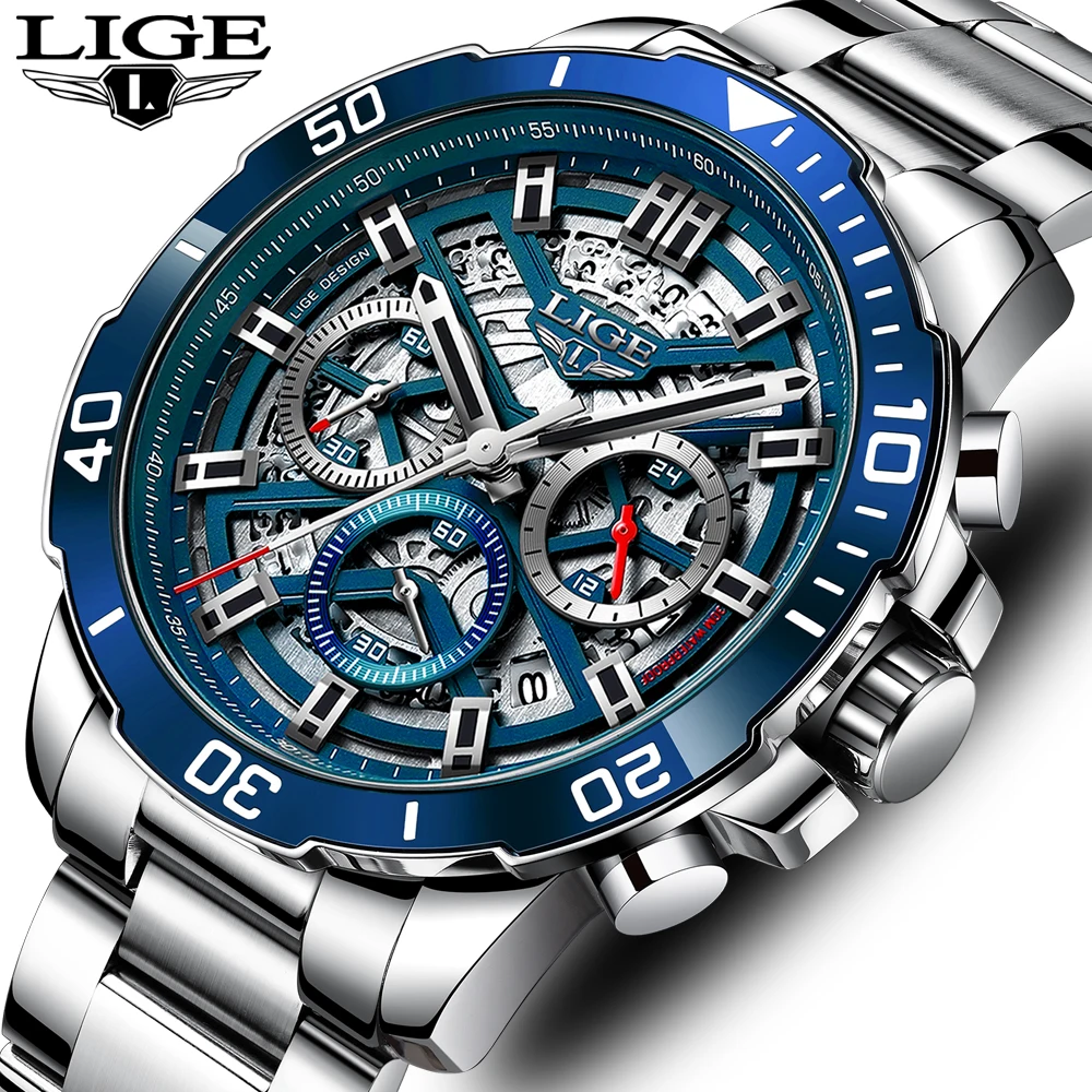 LIGE Herrenuhren Quarz-Armbanduhr Herrenuhren Top-marke Luxusuhr Männer Sport Militäruhr Männer Chronograph Reloj Hombre Image