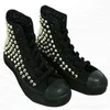 Handgefertigte originale schwarze High-Top-Leinwandschuhe mit Nieten, Hip-Hop-Punk-Show-Schuhe für