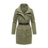 Kurzmantel MARIKOO "Tanokoo", Damen, Gr. S, grün (olive leaf), 90% Polyester 10% Viskose, Mäntel, Eleganter Übergangsmantel mit großen Taschen und Stretch-Gürtel