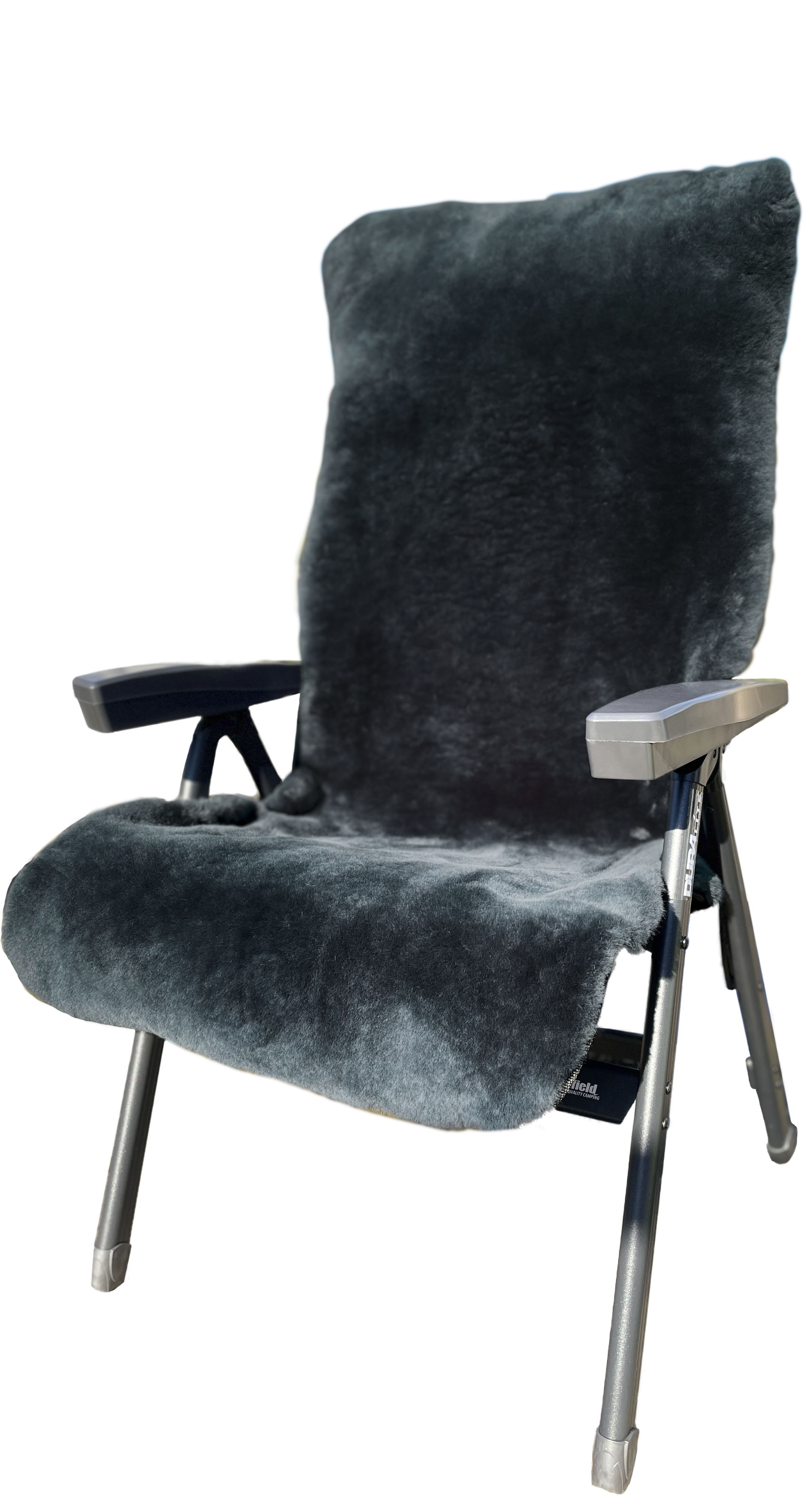 Überwurf HEITMANN FELLE "Lammfell-Auflage für Garten- und Campingstühle, Sitzauflage", grau (anthrazit), B:60cm L:130cm, Lammfell, Wohndecken, geschorenes Lammfell, warm & kuschelig, perfekt für Garten und Camping