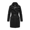 Kurzmantel MARIKOO "Tanokoo", Damen, Gr. M, schwarz, 90% Polyester 10% Viskose, Mäntel, Eleganter Übergangsmantel mit großen Taschen und Stretch-Gürtel