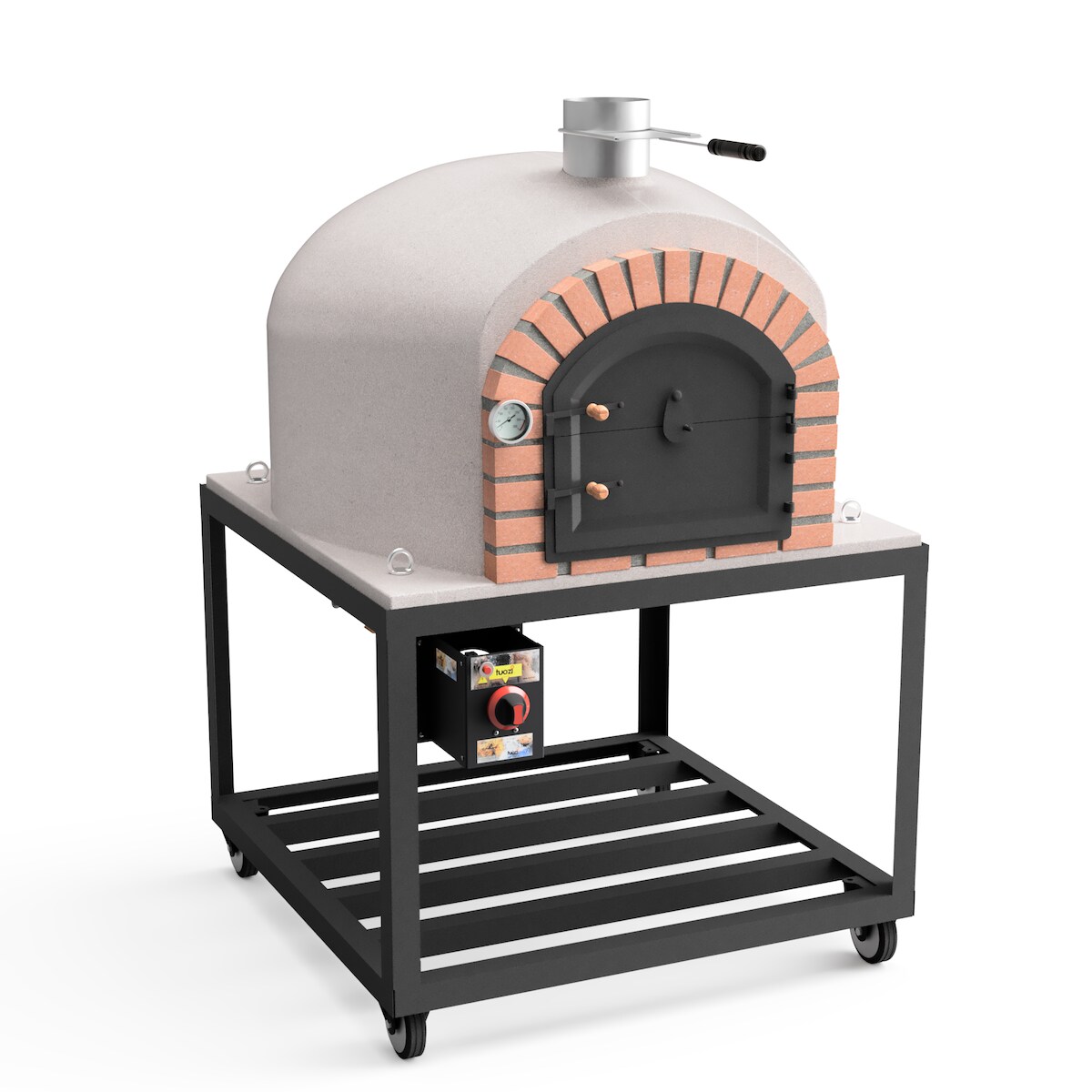 MAESTRO FERRETERO MF - Holzbackofen für den Außenbereich Modell GRAN CANARIA (Weiß - 120 x 120 x 170 cm) – Isoliert mit Kork und 3 Keramikmatten Image