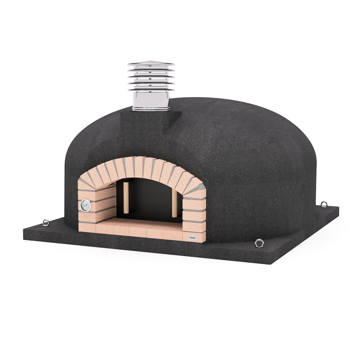 MAESTRO FERRETERO MF - Holzbackofen für den Außenbereich Modell OLYMPUS MONS (Schwarz - 170 x 170 x 90 cm) – Isoliert mit Kork und 3 Keramikmatten Image