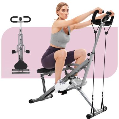 TEMU Multifuntional Squat Rowing Machine For , 4 Adjustable Resistance Levels, 330 Lbs Capacity, Foldable & Up, Full Body Workout Home Gym, Grey/pink