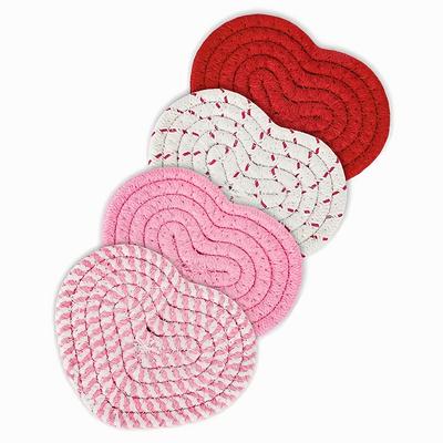 TEMU 4pcs Heart-shaped Hand-woven Coasters Romantic Scented Suitable For Valentine's Day Day And All