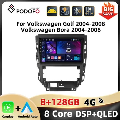 Podofo 9'' Android Car Radio For Volkswagen Golf 2004-2008/Bora 2004-2006 Carplay Android Auto 4G WIFI BT AI Voice Car Stereo