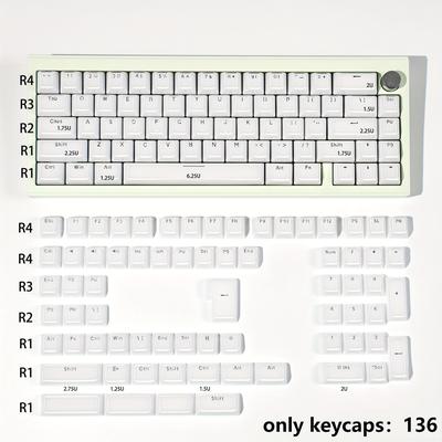 TEMU 136-key Ice And Mda High Keycap Abs Material Two- Character Keycap Compatible With 61/64/75/87/98/104 Image