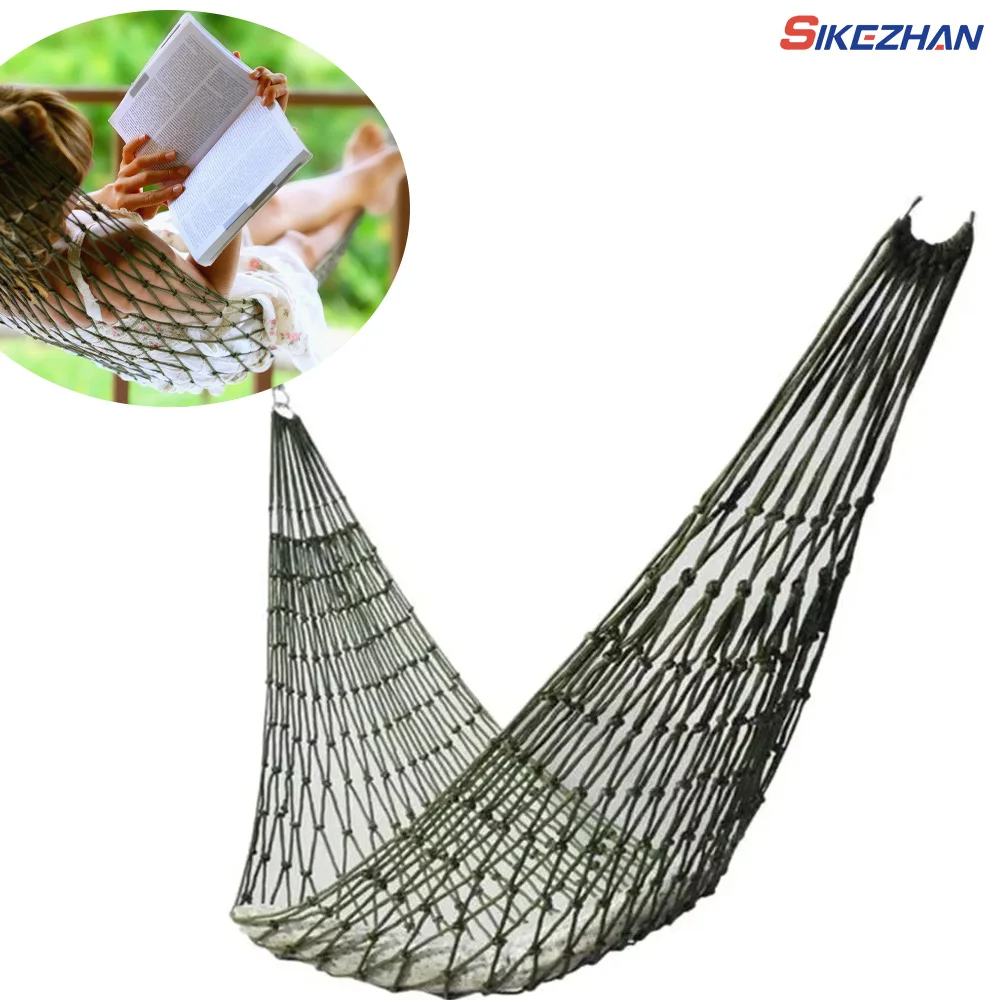 Garten Outdoor Verdickte Nylon Seil Hängematte Indoor Mesh Hängematte Tragbare Einfache Hängematte Schaukel Stuhl Image
