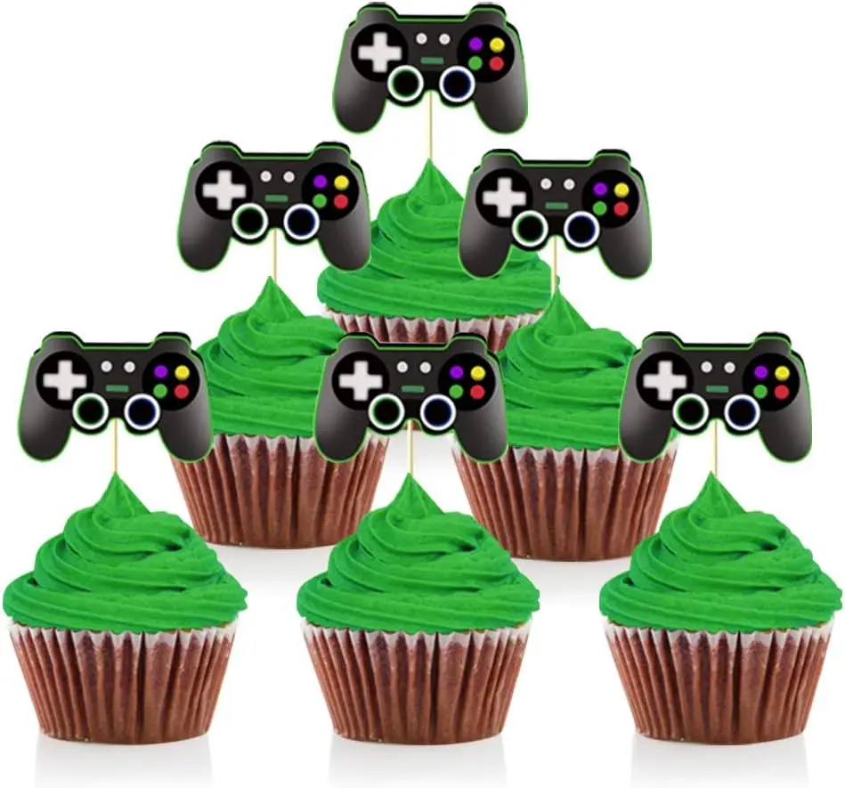 24 Pcs Video Game Controllers Cupcake Toppers-Gamepad Cake Picks Game Themed Birthday Anniversary Wedding Engagement Party Decor
