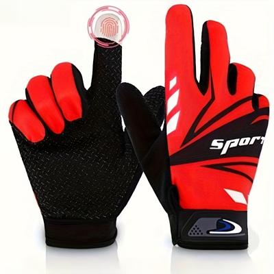 TEMU 1pair Unisex Breathable Full-finger Gloves, Lightweight Touchscreen Gloves, For Outdoor Riding Camping Christmas Gift Image