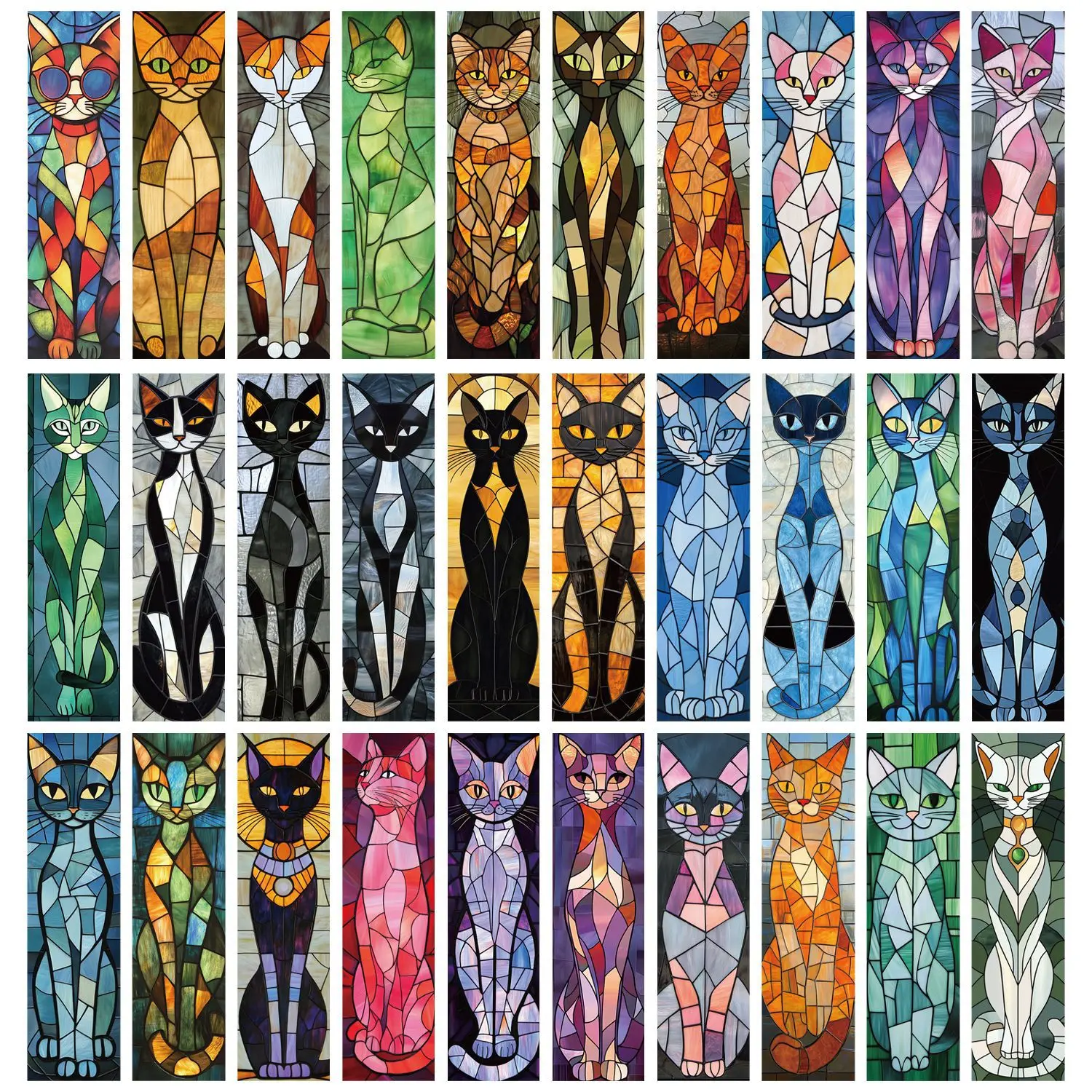 30Pcs Katze Lesezeichen Lesen Buch Glas Textur Elegante DIY Seite Kennzeichnung Lesezeichen Student Kreative Geschenke Papier Karte Image