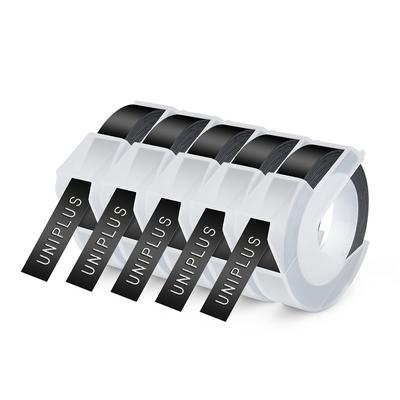TEMU 5pk 3d Embossing Label Tape 9mm 0.354in Self Adhesive Label Sticker Waterproof Plastic Pvc Label Compatible 12965 1880 1610 1540 E101 E202 B90 Manual Typewriter Image