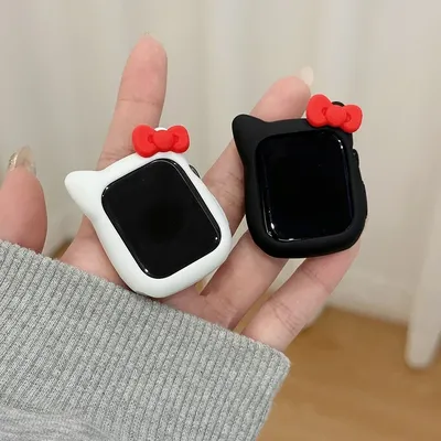 Kawaii Sanrio Hello Kitty Suitable for Apple Watch 6/7SE Silicone Case Girl Cute Cartoon IWatch 8/9 Fall Protection Soft Case