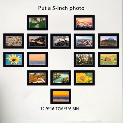 "TEMU 15pcs Photo Frame Set - Wall-mounted, Decorative Art Design For - Includes 5", 6", 7" Sizes - Family, Pet, Couple Photos - Unique Gift Idea" Image