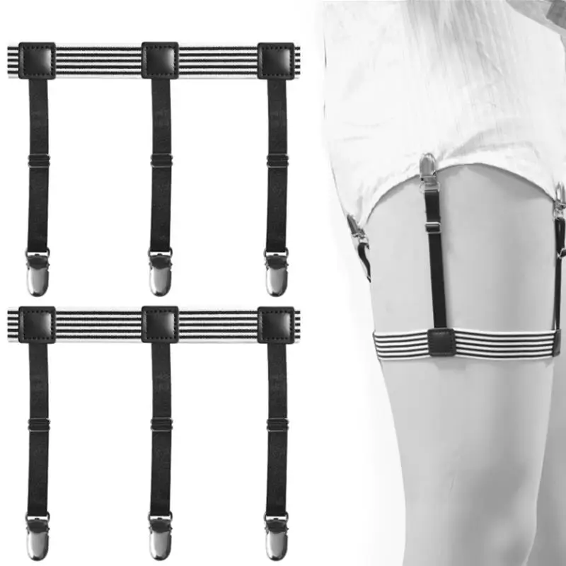 1 Paar Herren-Hemdhaltegürtel mit rutschfesten Verschlussklammern, verstellbarem Verschluss, Tirant-Hemden, Tucker-Bein, Oberschenkel, Hosenträger, Strumpfbänder Image