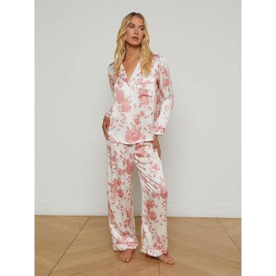 'Agence Inez Silk Long Pajama Set - Pink - L'Agence Nightwear