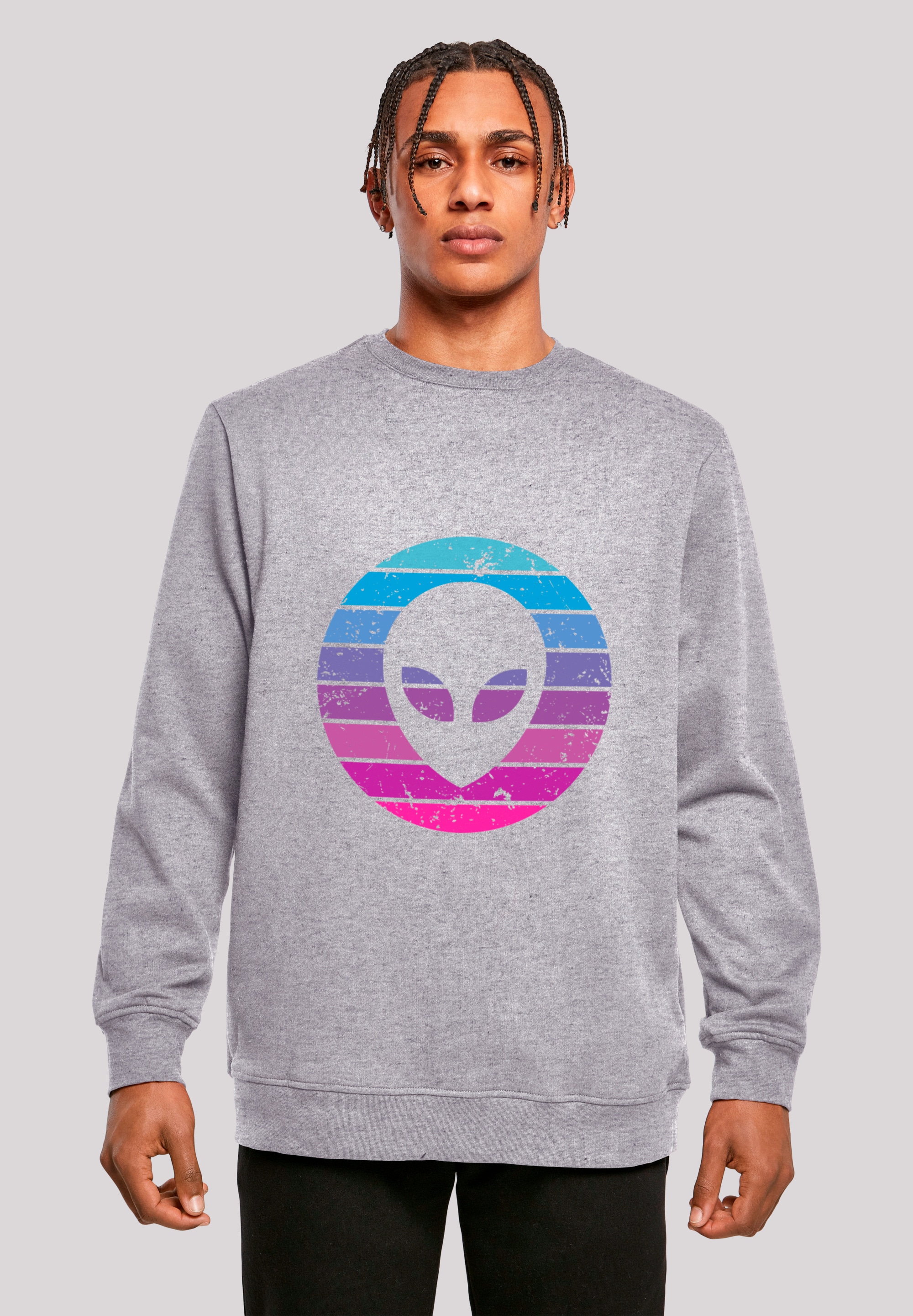 Sweatshirt F4NT4STIC "Alien Kopf", Herren, Gr. 3XL, grau (erdgrau), Obermaterial: 50% Baumwolle, 50% Polyester, regular fit, Rundhals, ohne Bündchen, Sweatshirts, Premium Qualität Image
