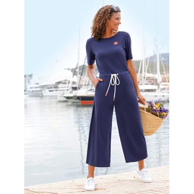 Jumpsuit CASUAL LOOKS, Damen, Gr. 38, Normalgrößen, blau (marine), 95% Viskose, 5% Elasthan, unifarben, Kurzarm, Overalls Image