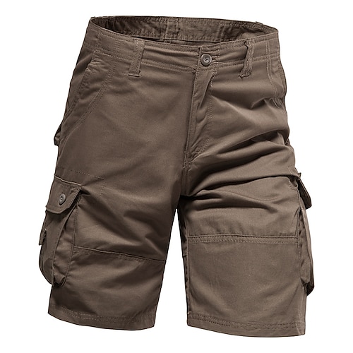 Herren Cargo Shorts Kurze Hosen Shorts Kurze Hosen Bermudas Lässige Shorts Multi Pocket Glatt Atmungsaktiv Kein Eisen Knielänge Outdoor Täglich Laufen Sport Modisch Cachi scuro Schwarz Image