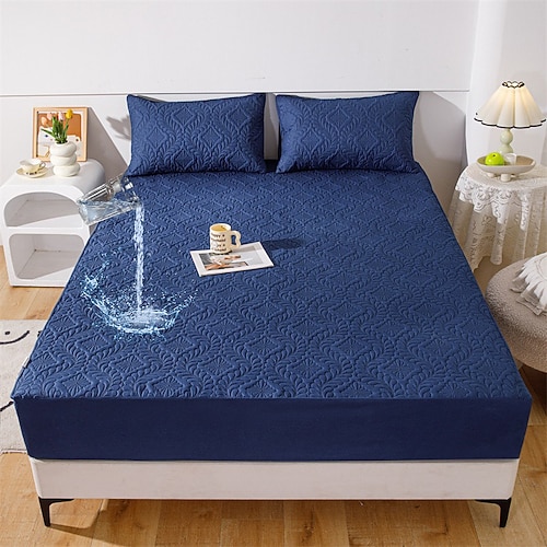 Queen Volle King Schutzbettbezug Wasserdichter Matratzenprotektor Gequilteter Matratzenauflage Bettprotektor Dickes Bettbezug Rutschfest Passendes Bettlaken mit tiefem Pocket Geräuschlos Hypoallergen Image