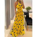 Damen Maxidress Casual kleid Corsagenkleider A Linie Kleid skims dress Stilvoll Brautkleider schlicht Urlaub Täglich Regular Fit Blumen Leopard Punkt Ärmellos Halfterhals Dunkel Braun Schwarz Gelb