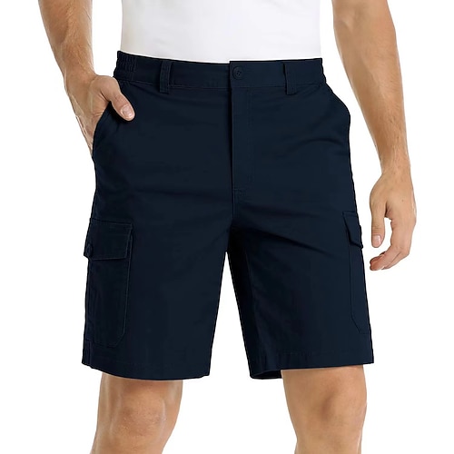 Herren Cargo Shorts Kurze Hosen Shorts Kurze Hosen Bermudas Multi Pocket Gerade geschnitten Glatt Atmungsaktiv Feuchtigkeitsableitung Knielänge Outdoor Casual Täglich Modisch Strassenmode Cachi scuro Image