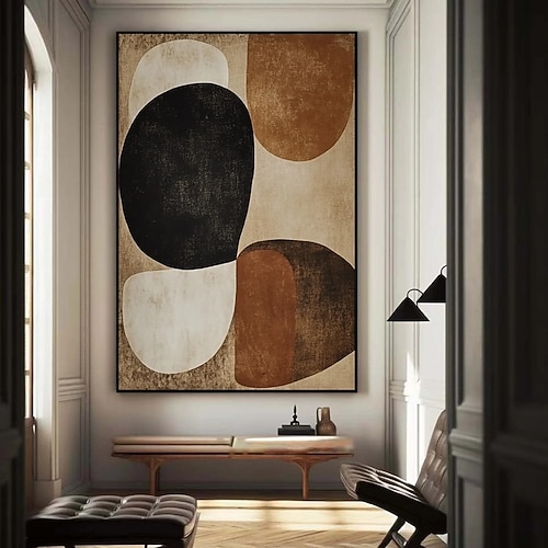 großes handgemachtes braunes abstraktes Ölgemälde, handgemaltes graues abstraktes Ölgemälde, handgemachtes Gemälde, modernes Bürokunstwerk für Wohnzimmer, Schlafzimmer, Wanddekoration Image