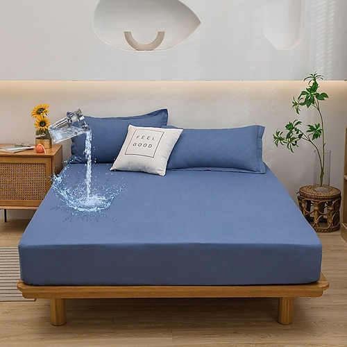 Queen Voll König Schutzbettbezug Wasserdichter Matratzenschoner Fitted Wasserdichtes Blatt Bettprotektor Matratzenbezug 360°All-Paket Tiefe Tasche Ultra-weiches Spannbettlaken Atmungsaktiv Image