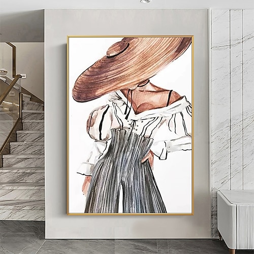 Mintura handgefertigte Ölgemälde mit Figur auf Leinwand, Wandkunst, Dekoration, modernes abstraktes Mädchenbild für die Inneneinrichtung, gerolltes, rahmenloses, ungedehntes Gemälde Image