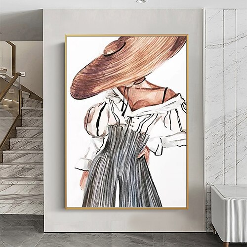 Mintura handgefertigte Ölgemälde mit Figur auf Leinwand, Wandkunst, Dekoration, modernes abstraktes Mädchenbild für die Inneneinrichtung, gerolltes, rahmenloses, ungedehntes Gemälde Image