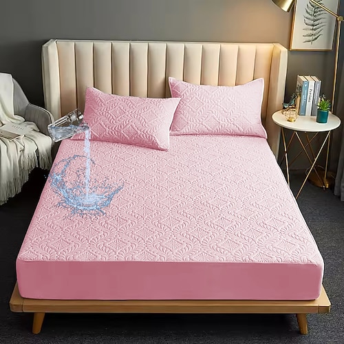 Queen Voll König Schutzbettbezug Wasserdichter Bettprotektor Schutzmatratzenbezug Schutzauflage mit Riemen Atmungsaktiv Weich Schmutzdicht Bettmatratzenbezug Hautfreundlich Matratzenauflage Waschbar Image