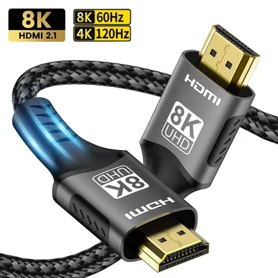 8K hdmi 2.1 cable High Speed HDMI Braided Cord for tv box HDTV Monitor Xbox DesKtop Computer ps4